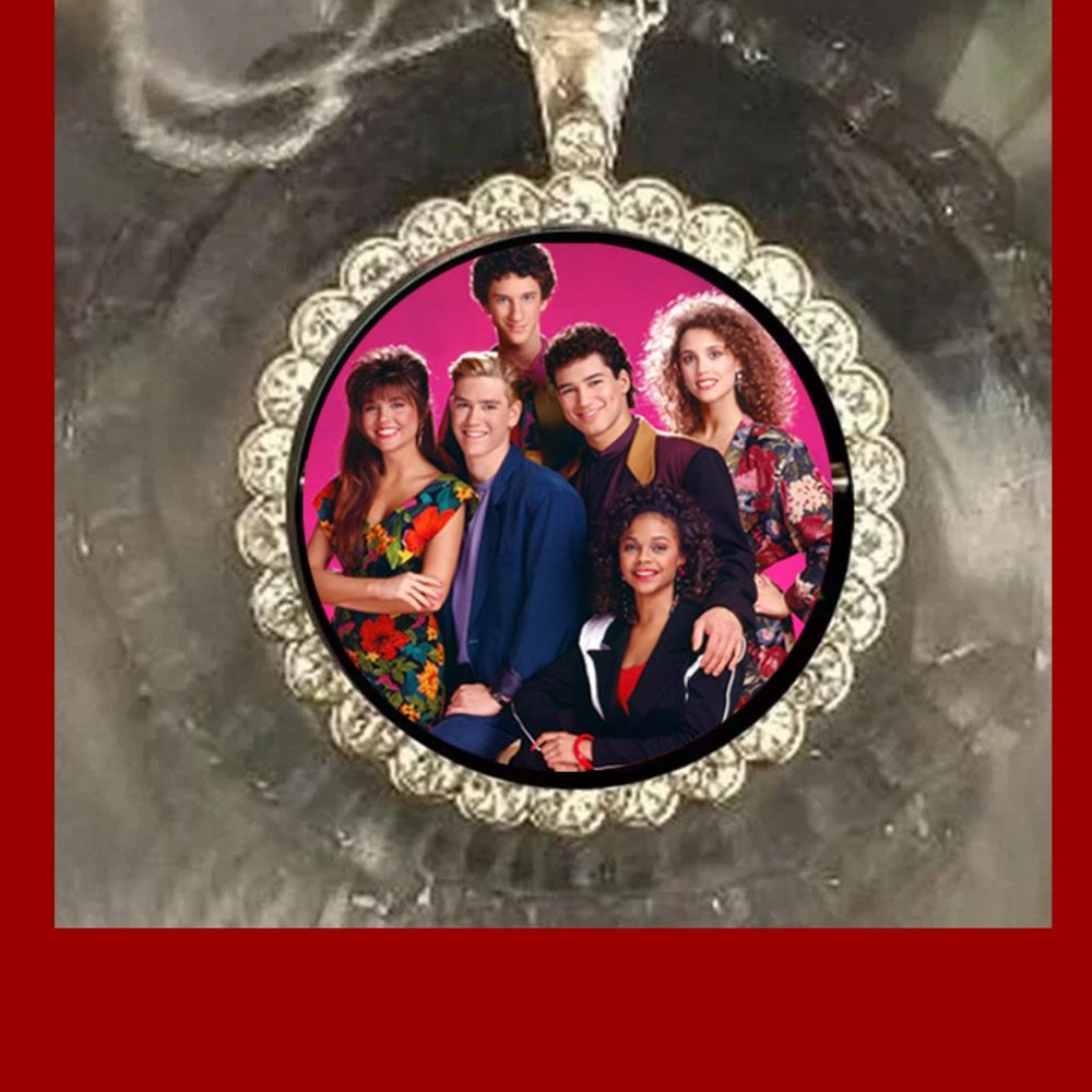 Saved by the Bell Tv show  925 silver rhinestones Bling necklace with gift box